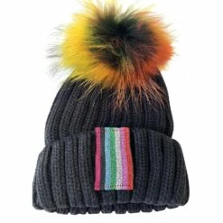 Metallic Rainbow Stripe Beanie -Clothing Shop accessories metallic rainbow stripe beanie lola the boys 16013525483622