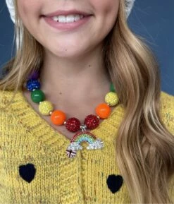 Rainbow Crystal Gum-Ball Necklace -Clothing Shop accessories rainbow crystal gum ball necklace lola the boys 28427162157158