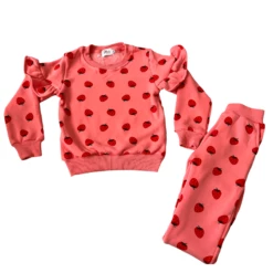 Womens Strawberry Ruffle Joggers Set -Clothing Shop apparel accessories womens strawberry ruffle joggers set lola the boys 29363958448230