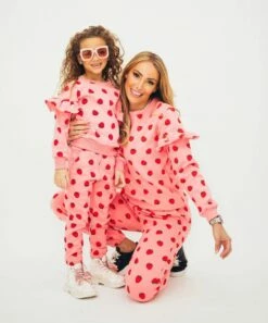 Womens Strawberry Ruffle Joggers Set