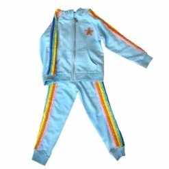 Baby Blue Rainbow Sequin Joggers Set -Clothing Shop baby blue rainbow sequin joggers set lola the boys 28859944206438