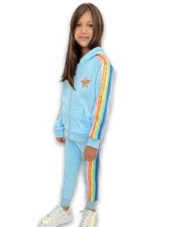 Clothing Shop 31 Baby Blue Rainbow Sequin Joggers Set