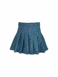 Denim Sparkle Pleated Skirt -Clothing Shop bottoms denim sparkle pleated skirt lola the boys 29658832273510