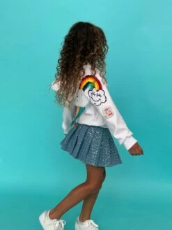 Denim Sparkle Pleated Skirt -Clothing Shop bottoms denim sparkle pleated skirt lola the boys 29661416063078