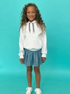 Denim Sparkle Pleated Skirt -Clothing Shop bottoms denim sparkle pleated skirt lola the boys 29661416128614