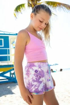 Tie Dye Beaded Gem Shorts -Clothing Shop bottoms tie dye beaded gem shorts lola the boys 28803290366054