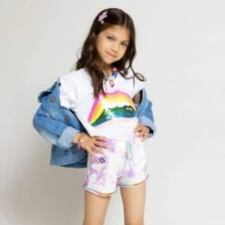 Tie Dye Beaded Gem Shorts -Clothing Shop bottoms tie dye beaded gem shorts lola the boys 29101511213158