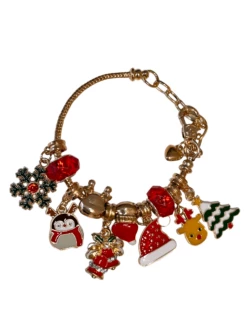 Christmas Charm And Beads Bracelet