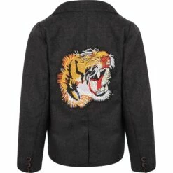 Dark Gray Tiger Suit Set -Clothing Shop dark gray tiger suit set lola the boys 29618423103590