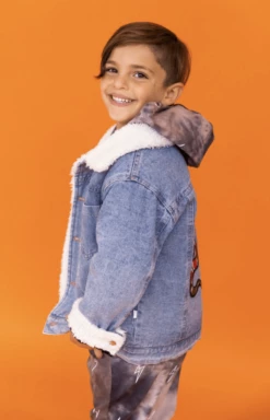 Denim Snake Sherpa Jacket -Clothing Shop denim denim snake sherpa jacket lola the boys 28432912711782