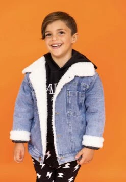 Denim Snake Sherpa Jacket -Clothing Shop denim denim snake sherpa jacket lola the boys 28435162169446
