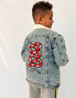 Denim Snake Sherpa Jacket -Clothing Shop denim denim snake sherpa jacket lola the boys 29204428914790