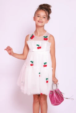 Cherry Pompom Tulle Dress -Clothing Shop dress cherry pompom tulle dress lola the boys 29637008851046