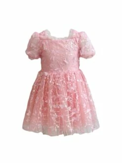 Pink Butterfly Puff Tulle Dress -Clothing Shop dress pink butterfly puff tulle dress lola the boys 29616192618598