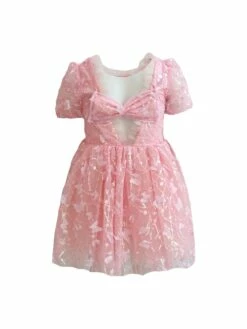 Pink Butterfly Puff Tulle Dress -Clothing Shop dress pink butterfly puff tulle dress lola the boys 29616192651366