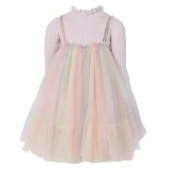 Rainbow Shimmer Tulle Dress -Clothing Shop dress rainbow shimmer tulle dress lola the boys 15480882200678