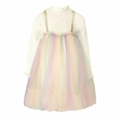 Rainbow Shimmer Tulle Dress -Clothing Shop dress rainbow shimmer tulle dress lola the boys 28326120554598