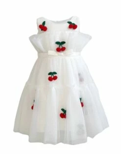 Cherry Pompom Tulle Dress -Clothing Shop dresses cherry pompom tulle dress lola the boys 29629085646950