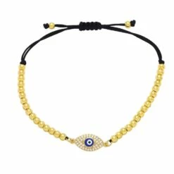 Evil Eye Gold Beaded Bracelet 3 Evil Eye Gold Beaded Bracelet -Clothing Shop evil eye gold beaded bracelet lola the boys 29489005035622