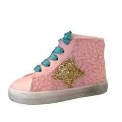 Baby Pink Sherpa High Tops -Clothing Shop footwear baby pink sherpa high tops lola the boys 28592663330918