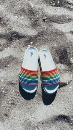 Glitter Rainbow Slides -Clothing Shop footwear glitter rainbow slides lola the boys 16117684240486