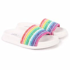 Glitter Rainbow Slides -Clothing Shop footwear glitter rainbow slides lola the boys 29618476679270