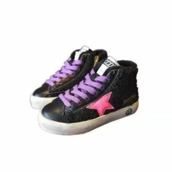 Pink & Black High Top Sherpa Sneaker -Clothing Shop footwear pink black high top sherpa sneaker lola the boys 28454219284582