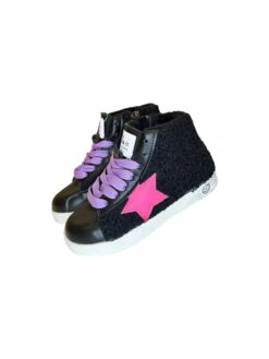 Clothing Shop 55 Pink & Black High Top Sherpa Sneaker