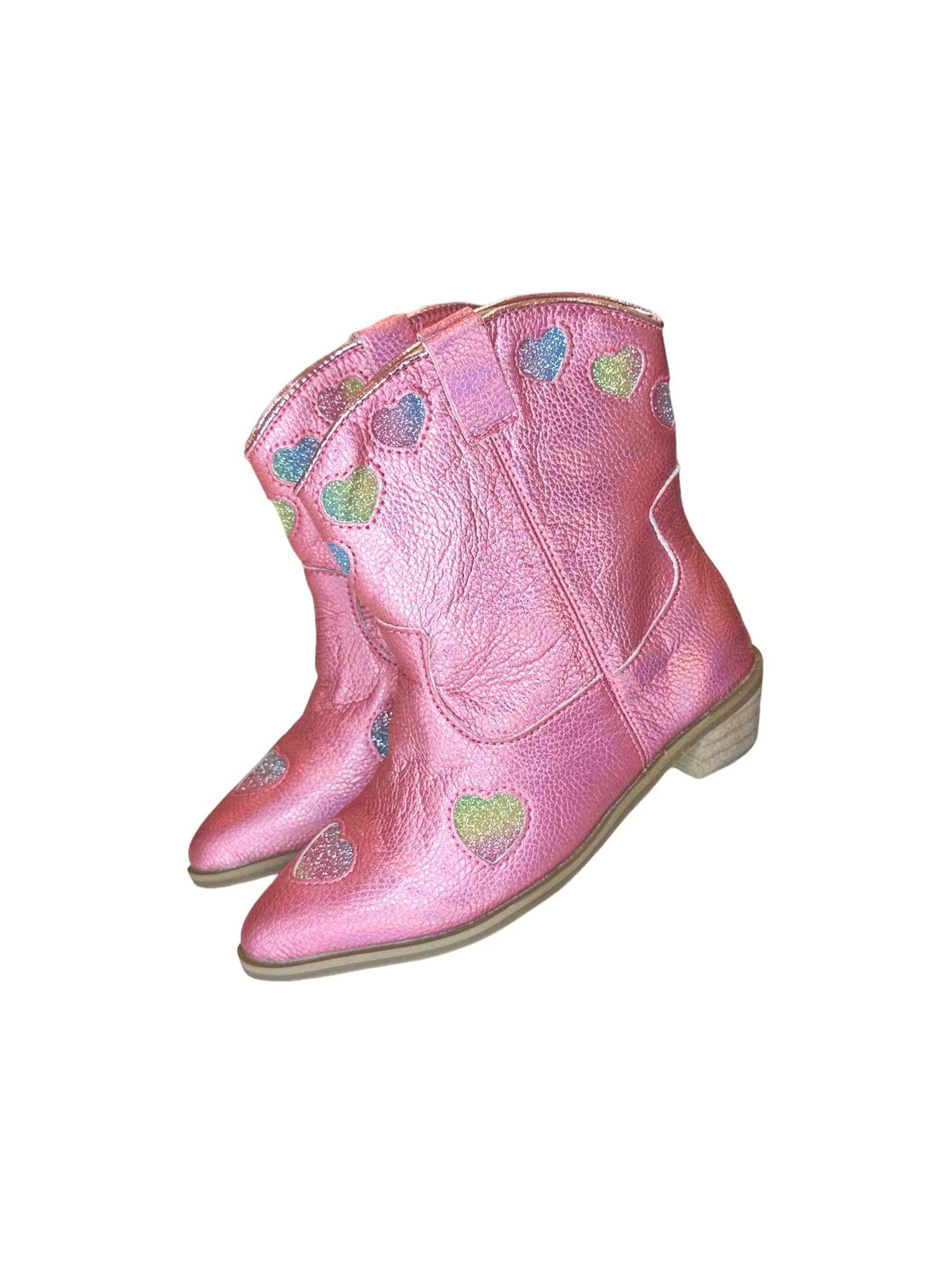 Pink Iridescent Heart Cowgirl Boots 1 Pink Iridescent Heart Cowgirl Boots