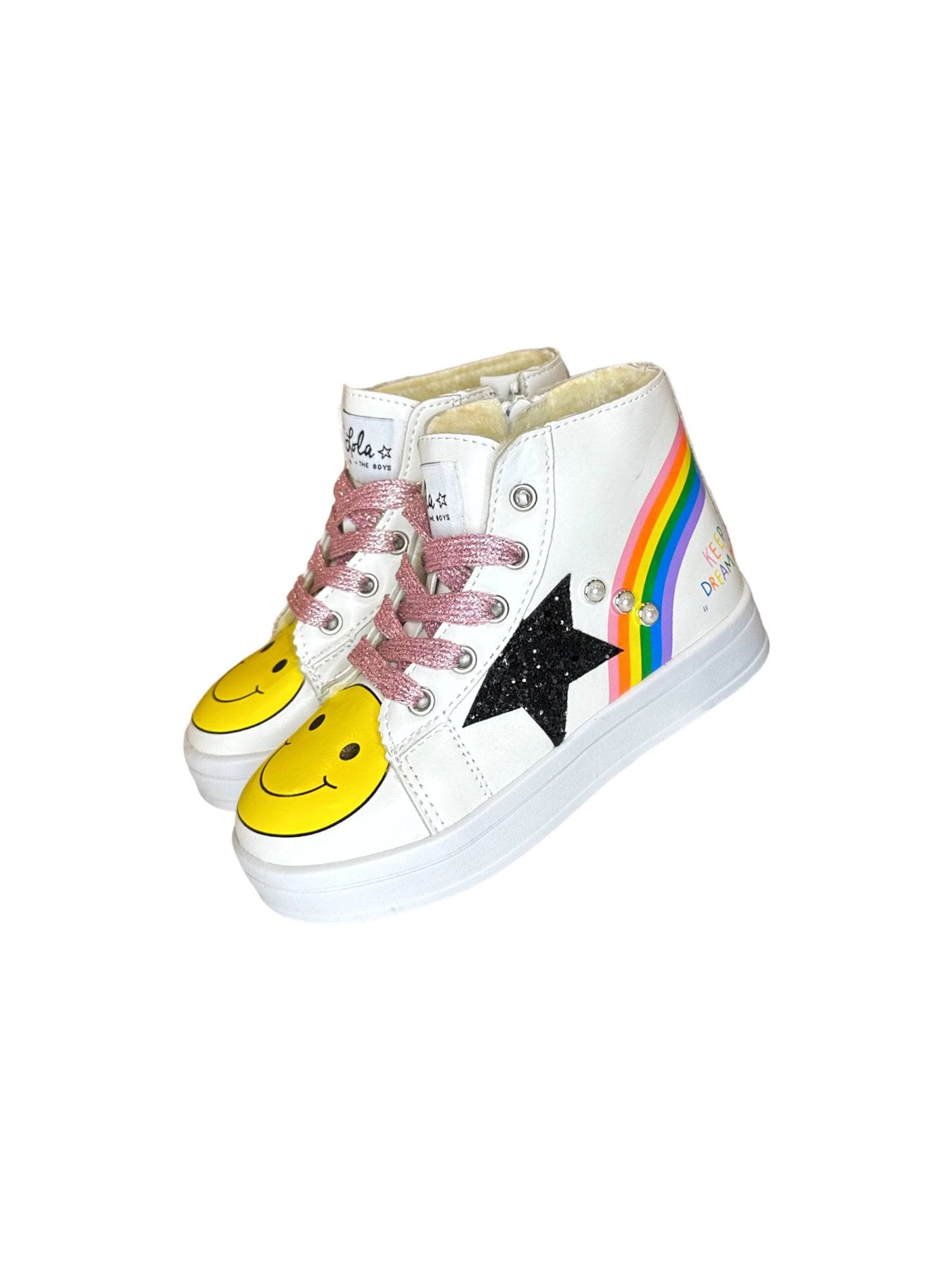 Rainbow Smiley Hi Top Sneaker 1 Rainbow Smiley Hi Top Sneaker