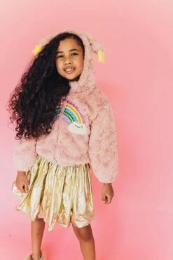 Fuzzy Rainbow Star Jacket -Clothing Shop fuzzy rainbow bear hoodie lola the boys 28947813105766