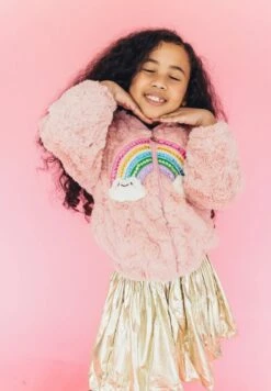 Fuzzy Rainbow Star Jacket -Clothing Shop fuzzy rainbow star hoodie lola the boys 29146714669158