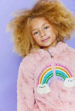 Fuzzy Rainbow Star Jacket -Clothing Shop fuzzy rainbow star jacket lola the boys 29289069609062