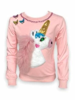 Fuzzy Unicorn Butterfly Gems Sweatshirt