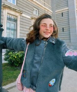 Grey Faux Fur Patch Moto 20 Grey Faux Fur Patch Moto -Clothing Shop grey faux fur patch moto lola the boys 29547067146342