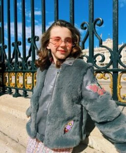 Grey Faux Fur Patch Moto 19 Grey Faux Fur Patch Moto -Clothing Shop grey faux fur patch moto lola the boys 29547067244646