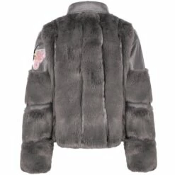 Grey Faux Fur Patch Moto 22 Grey Faux Fur Patch Moto -Clothing Shop grey faux fur patch moto lola the boys 29618434867302