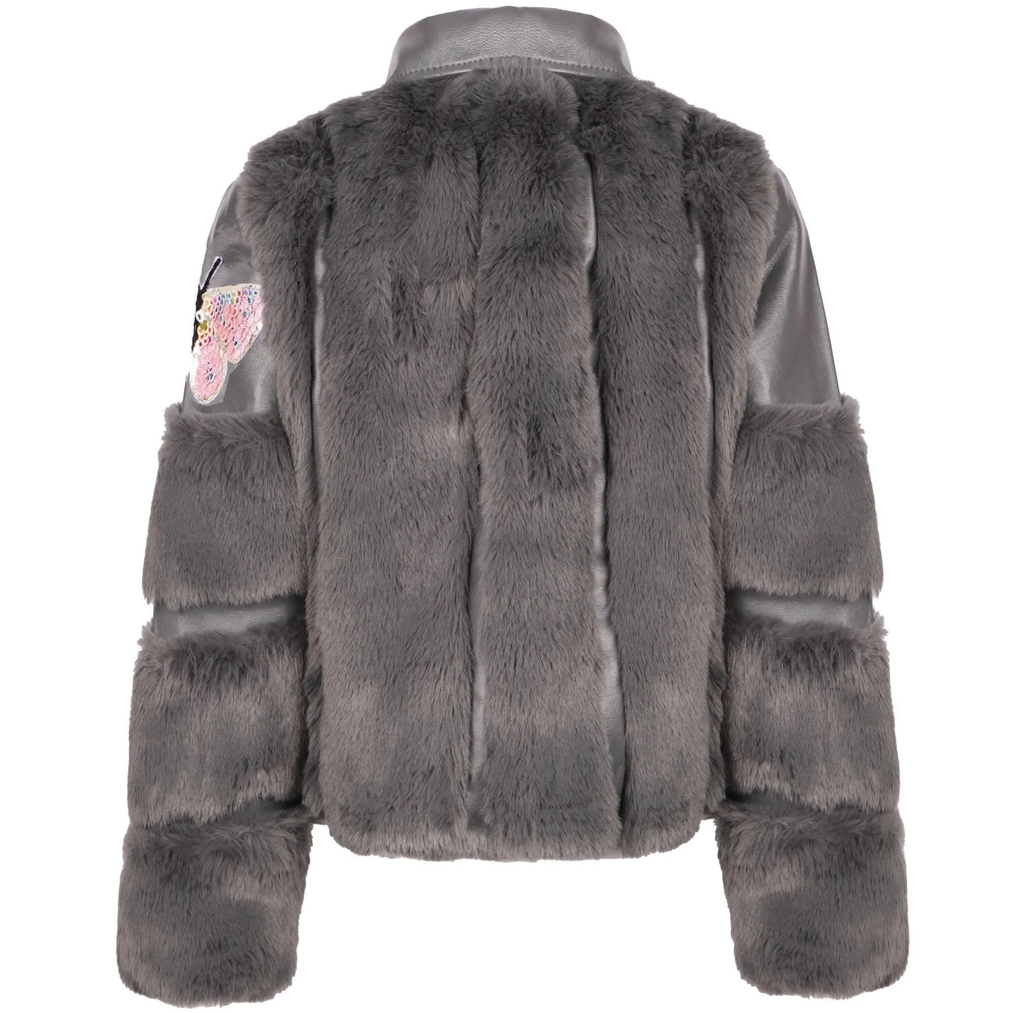 Grey Faux Fur Patch Moto 10 Grey Faux Fur Patch Moto - Image 10