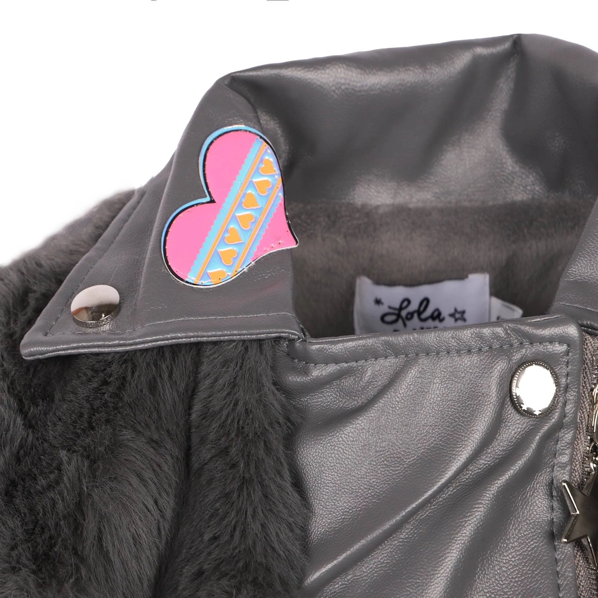 Grey Faux Fur Patch Moto 12 Grey Faux Fur Patch Moto - Image 12