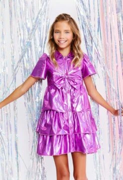 Iridescent Pink Bow Dress 9 Iridescent Pink Bow Dress -Clothing Shop iridescent pink bow dress lola the boys 29343286722662