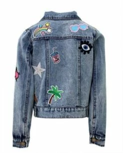 All About The Patch Crop Denim Jacket -Clothing Shop jackets bombers all about the patch crop denim jacket lola the boys 28300510920806