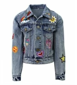 All About The Patch Crop Denim Jacket -Clothing Shop jackets bombers all about the patch crop denim jacket lola the boys 28323618717798