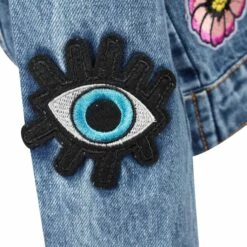 All About The Patch Crop Denim Jacket -Clothing Shop jackets bombers all about the patch crop denim jacket lola the boys 29618296914022