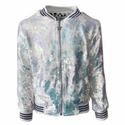 Iridescent Star Sequin Bomber 12 Iridescent Star Sequin Bomber -Clothing Shop jackets bombers bright star sequin bomber lola the boys 27937649524838
