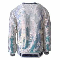 Iridescent Star Sequin Bomber 16 Iridescent Star Sequin Bomber -Clothing Shop jackets bombers bright star sequin bomber lola the boys 28335726723174