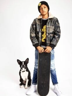 Camo Leather Moto Jacket -Clothing Shop jackets bombers camo leather moto jacket lola the boys 28555631198310