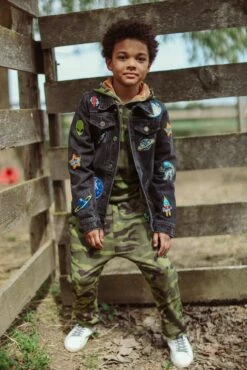 Interstellar Patched Denim Jacket -Clothing Shop jackets bombers interstellar patched denim jacket lola the boys 28318911889510