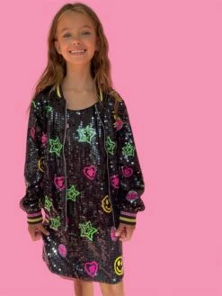 Peace And Love Sequin Bomber 16 Peace And Love Sequin Bomber -Clothing Shop jackets bombers peace and love sequin bomber lola the boys 29227875827814