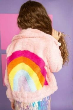 Rainbow Faux Fur Coat -Clothing Shop jackets bombers rainbow faux fur coat lola the boys 15484974989414