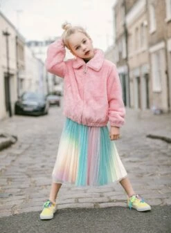 Rainbow Faux Fur Coat -Clothing Shop jackets bombers rainbow faux fur coat lola the boys 28041775808614